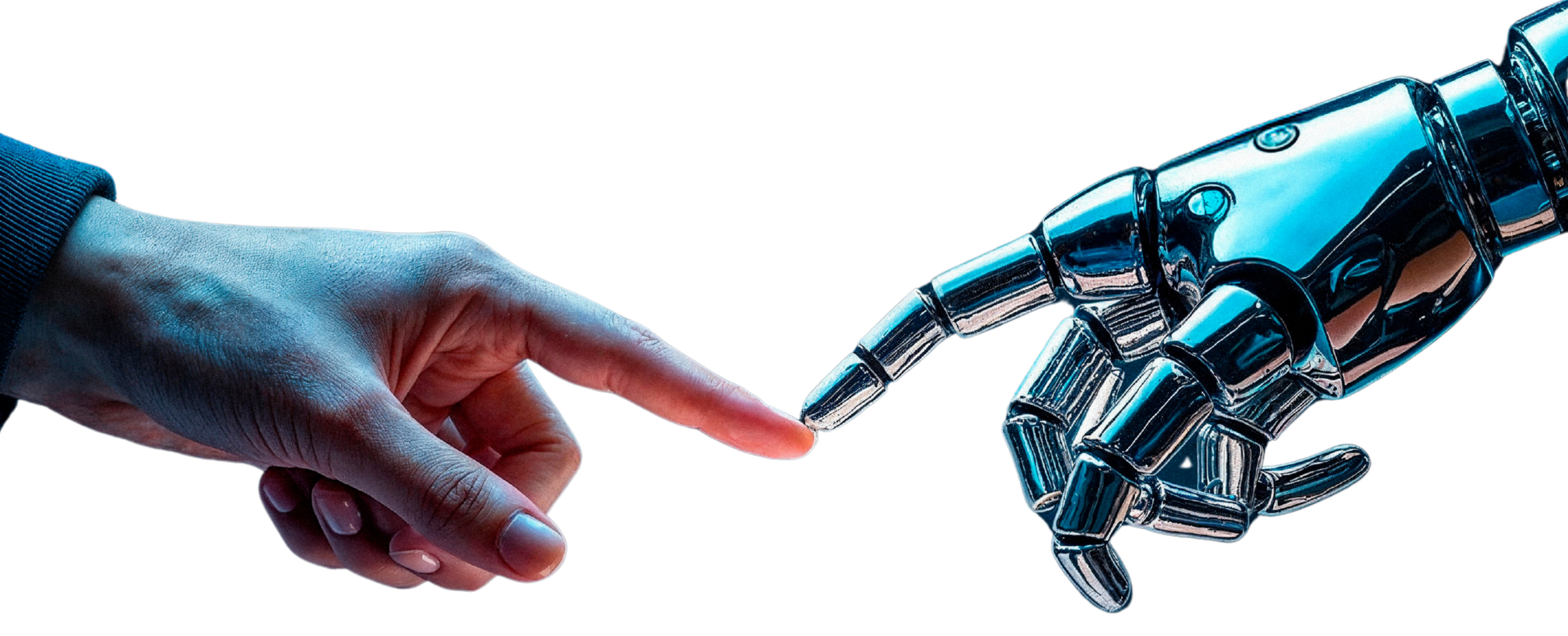 Human and robotic hands reaching toward each other